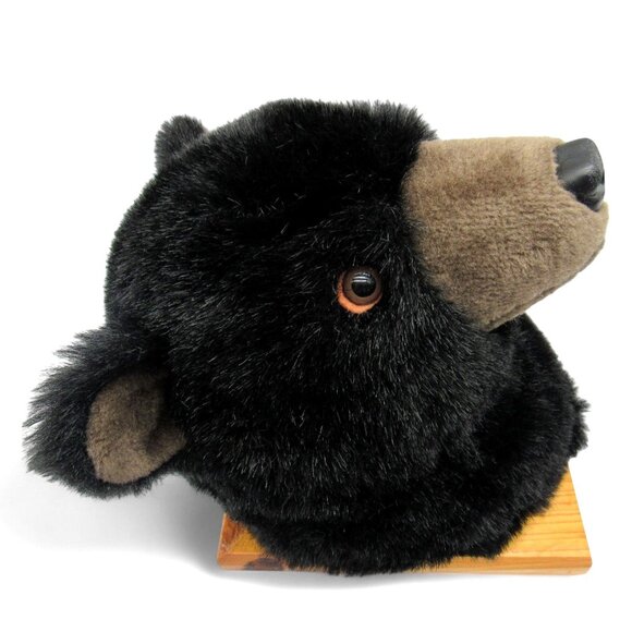 Black BEAR Head MOUNT Wall Decor Polyester on Wood Plaque Made in Canada 8.2" - Picture 4 of 10